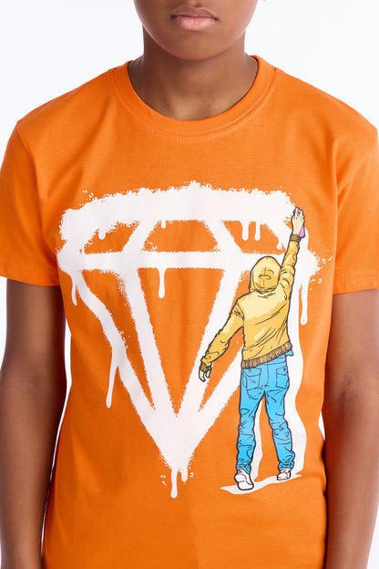Mini Diamonds On My Mind Short Sleeve Tee - Orange