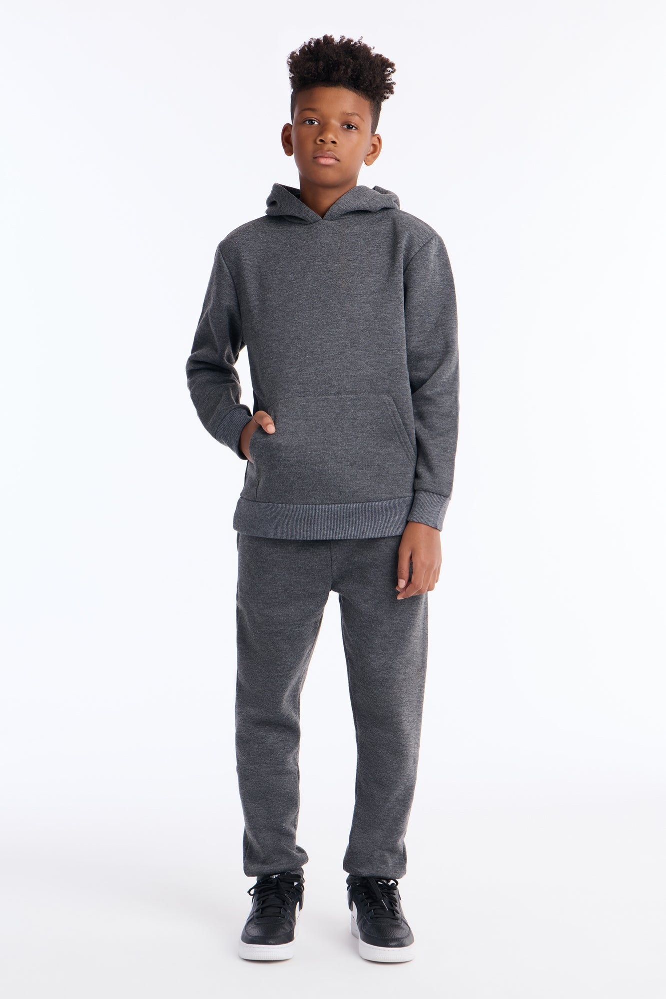 Mini Confidence Is Key Fleece Pullover Hoodie - Charcoal
