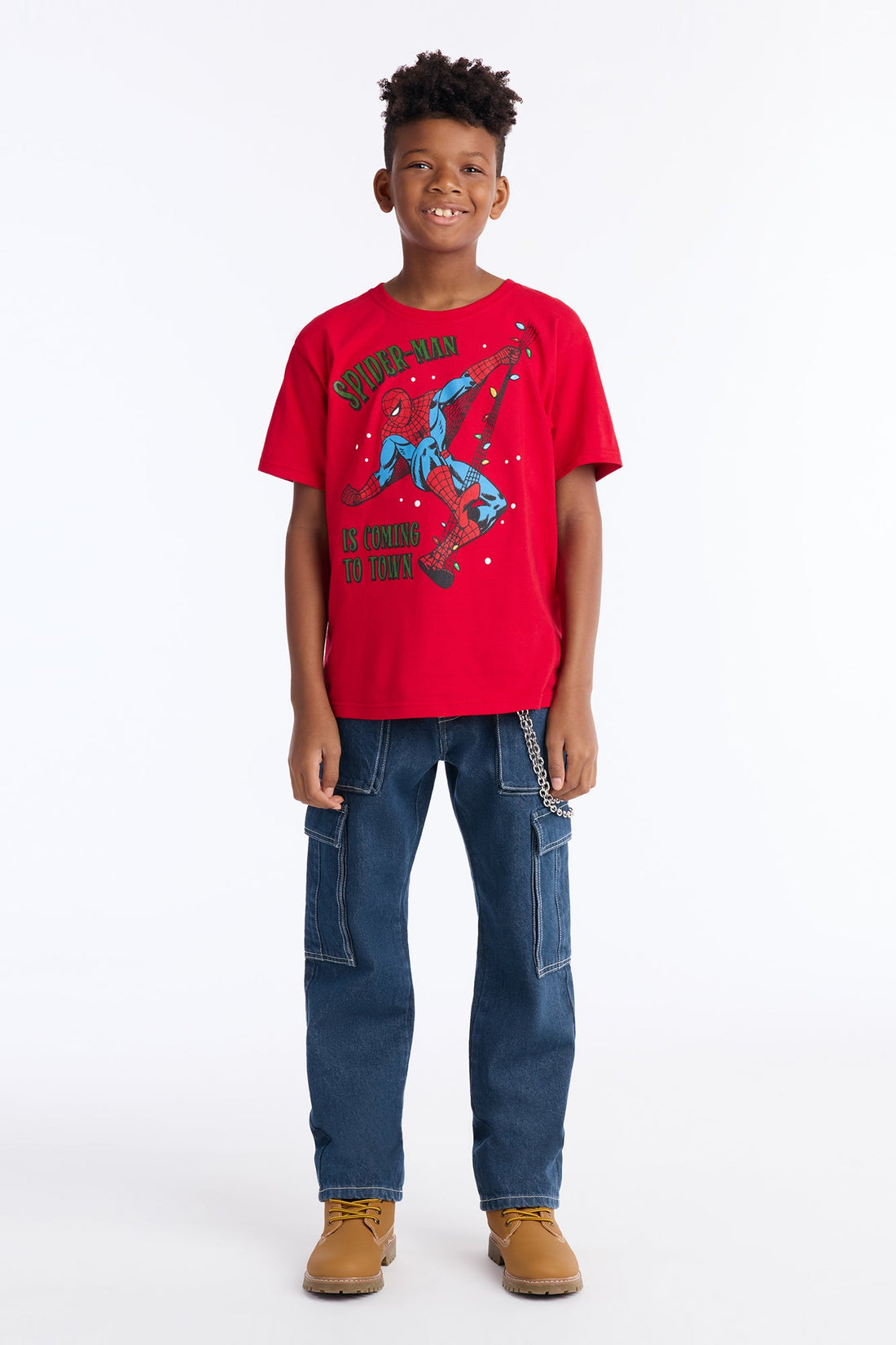 Mini Spider-Man Is Coming To Town Short Sleeve Tee - Red