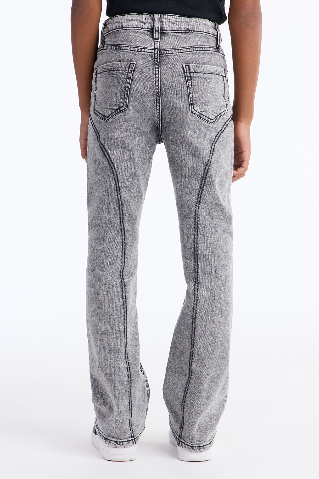 Mini Stacked Skinny Flare Thick Thread Jean - Grey
