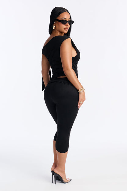 Ella Faux Suede Capri Set - Black