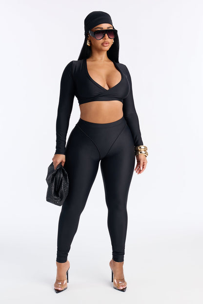 Isabelle 3 Piece Cropped Legging Set - Black