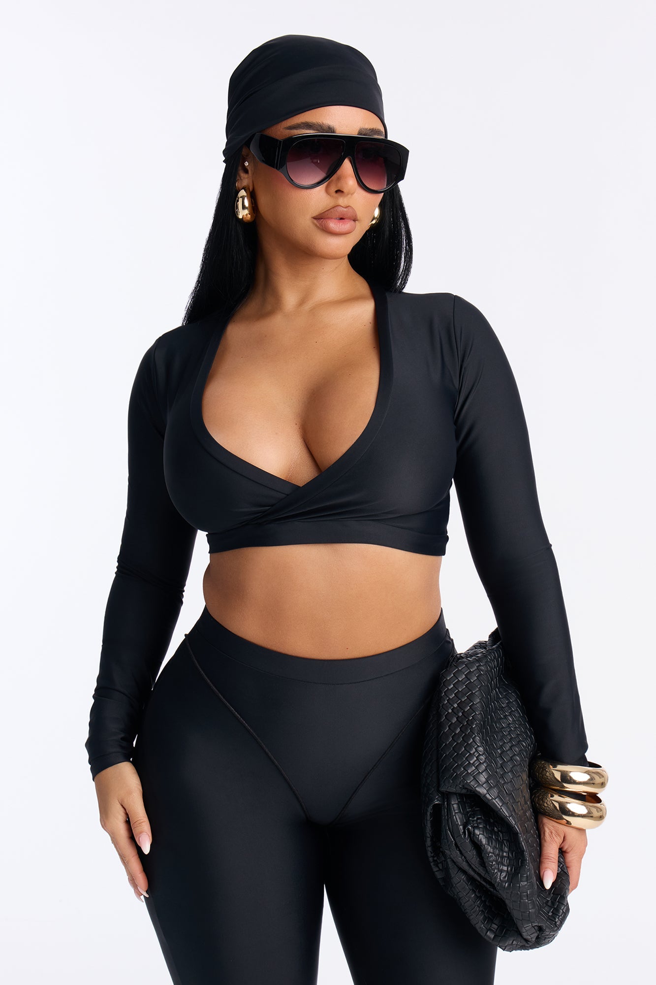 Isabelle 3 Piece Cropped Legging Set - Black