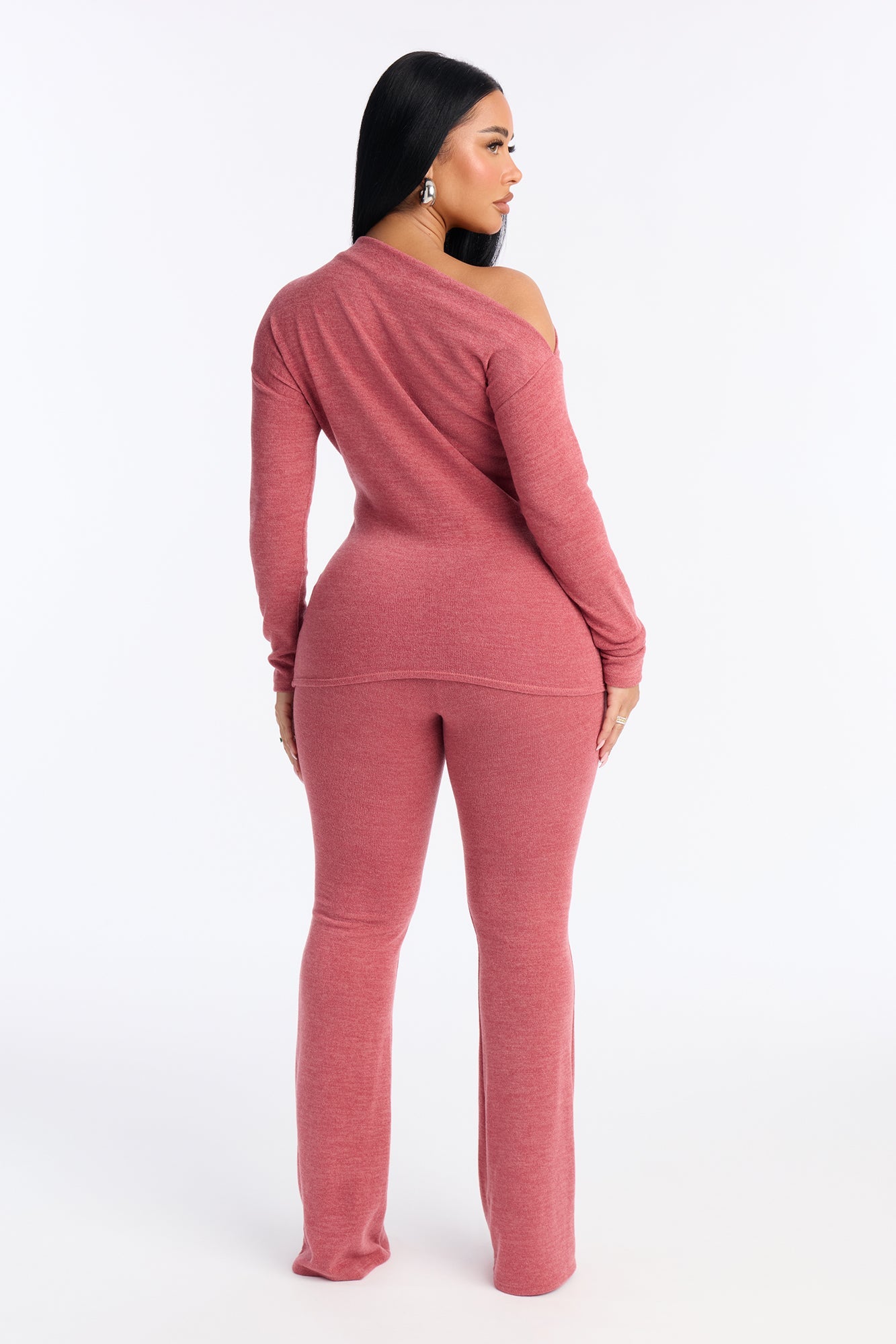 Tiana Off Shoulder Flare Pant Set - Mauve
