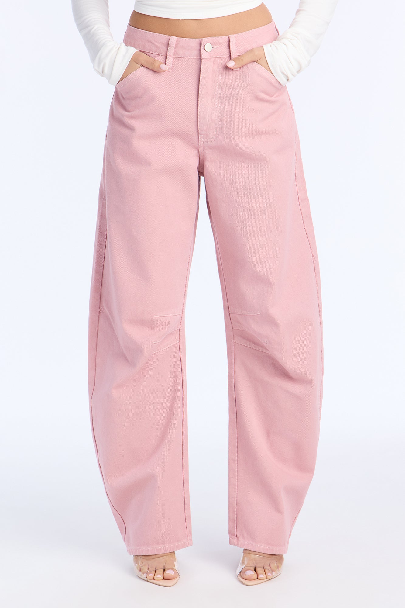 Famous Last Words Barrel Leg Jean - Pink