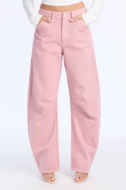 Famous Last Words Barrel Leg Jean - Pink