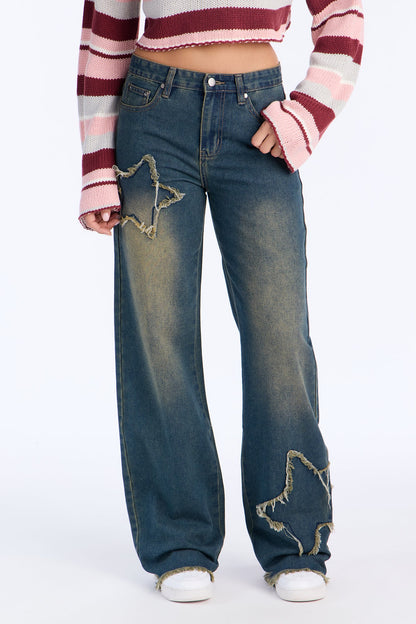 Brighter Than Stars Tinted Baggy Jeans - Dark Wash