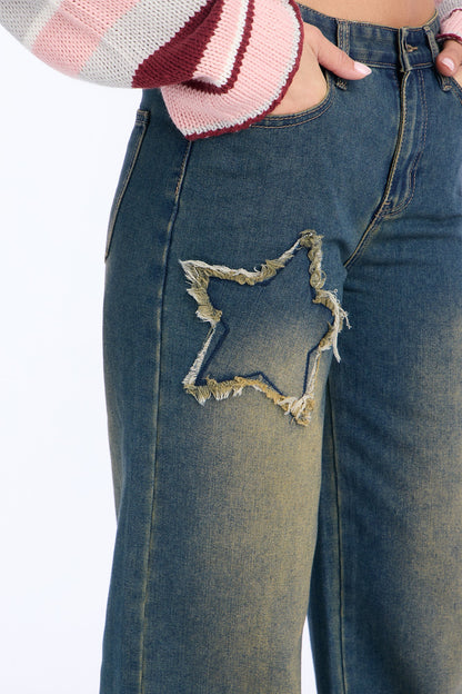 Brighter Than Stars Tinted Baggy Jeans - Dark Wash