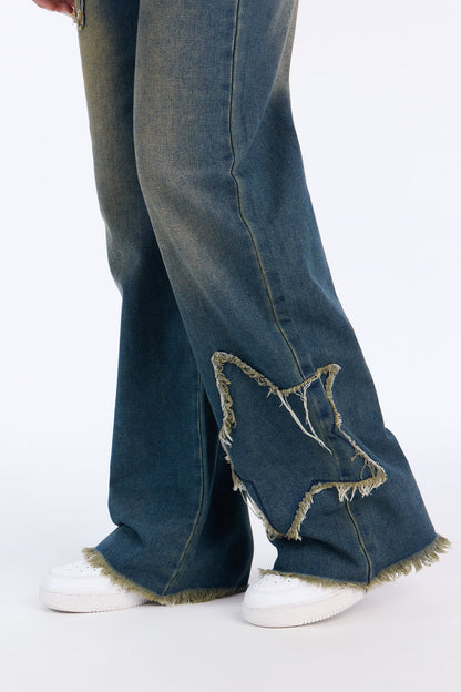 Brighter Than Stars Tinted Baggy Jeans - Dark Wash