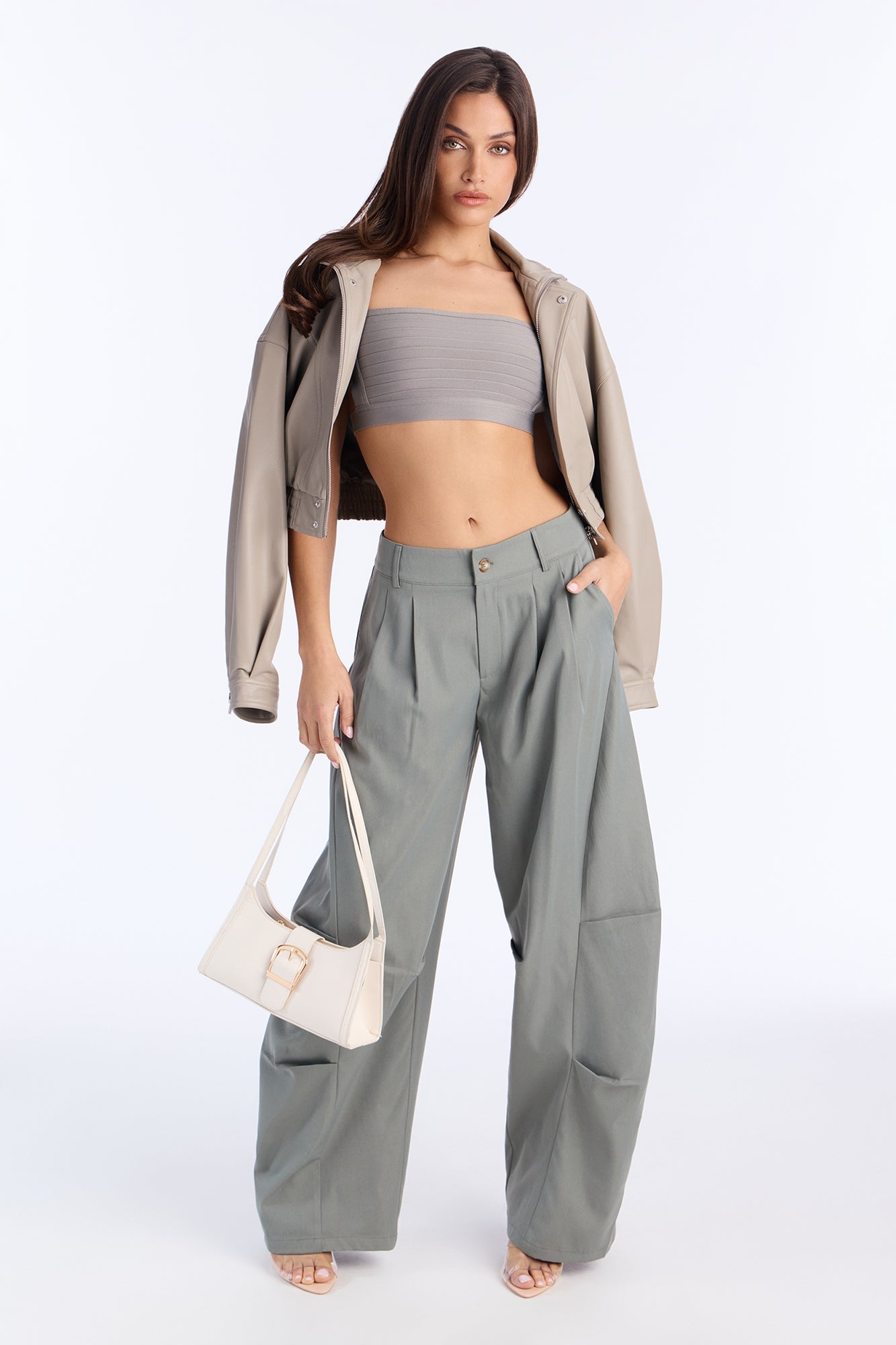 Reese Mid Rise Barrel Leg Pant 31″ - Sage