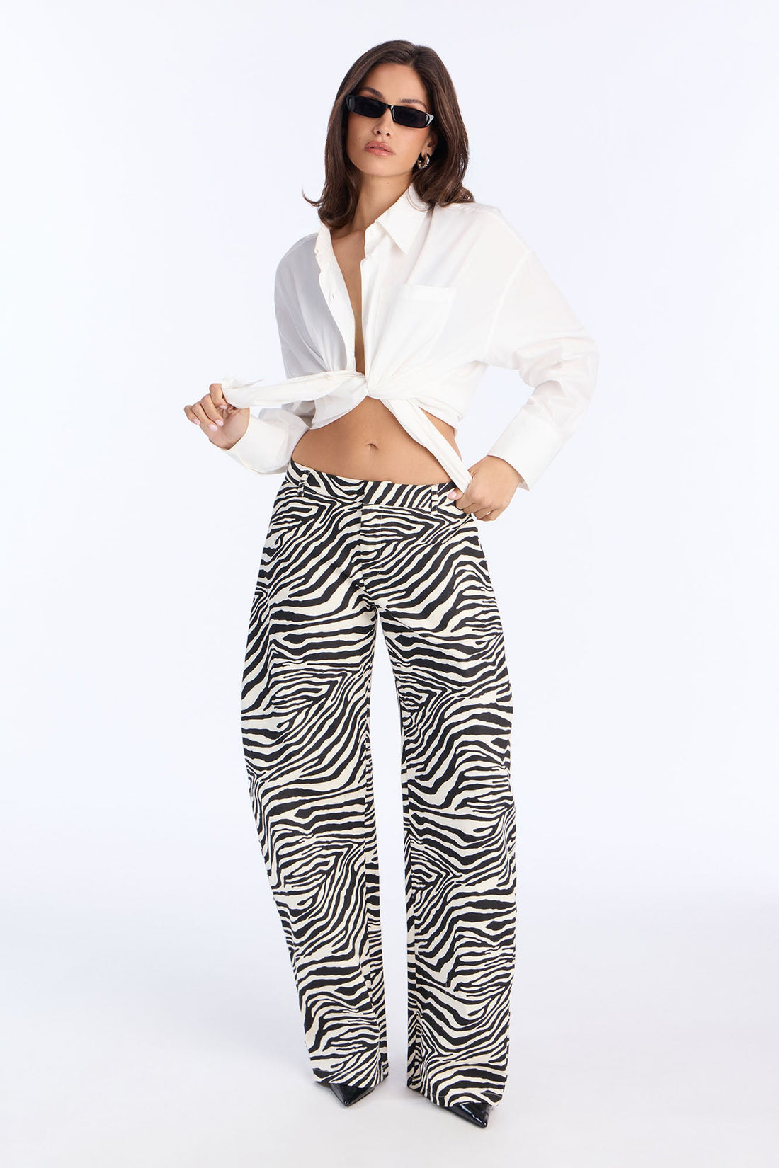 Wild Zebra Barrel Leg Trousers - Black/White