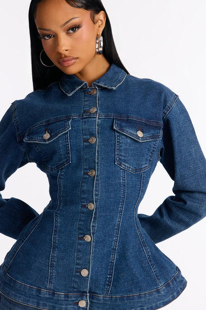Focal Point Stretch Denim Jacket - Dark Wash