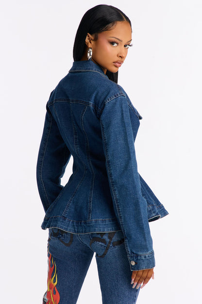 Focal Point Stretch Denim Jacket - Dark Wash