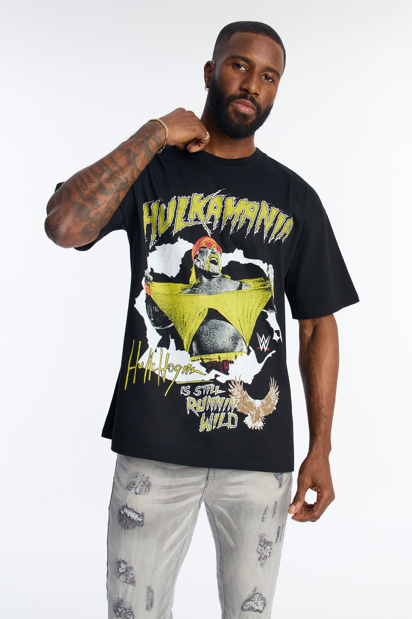 Hulk Hogan HULKAMANIA Premium Short Sleeve Tee - Black