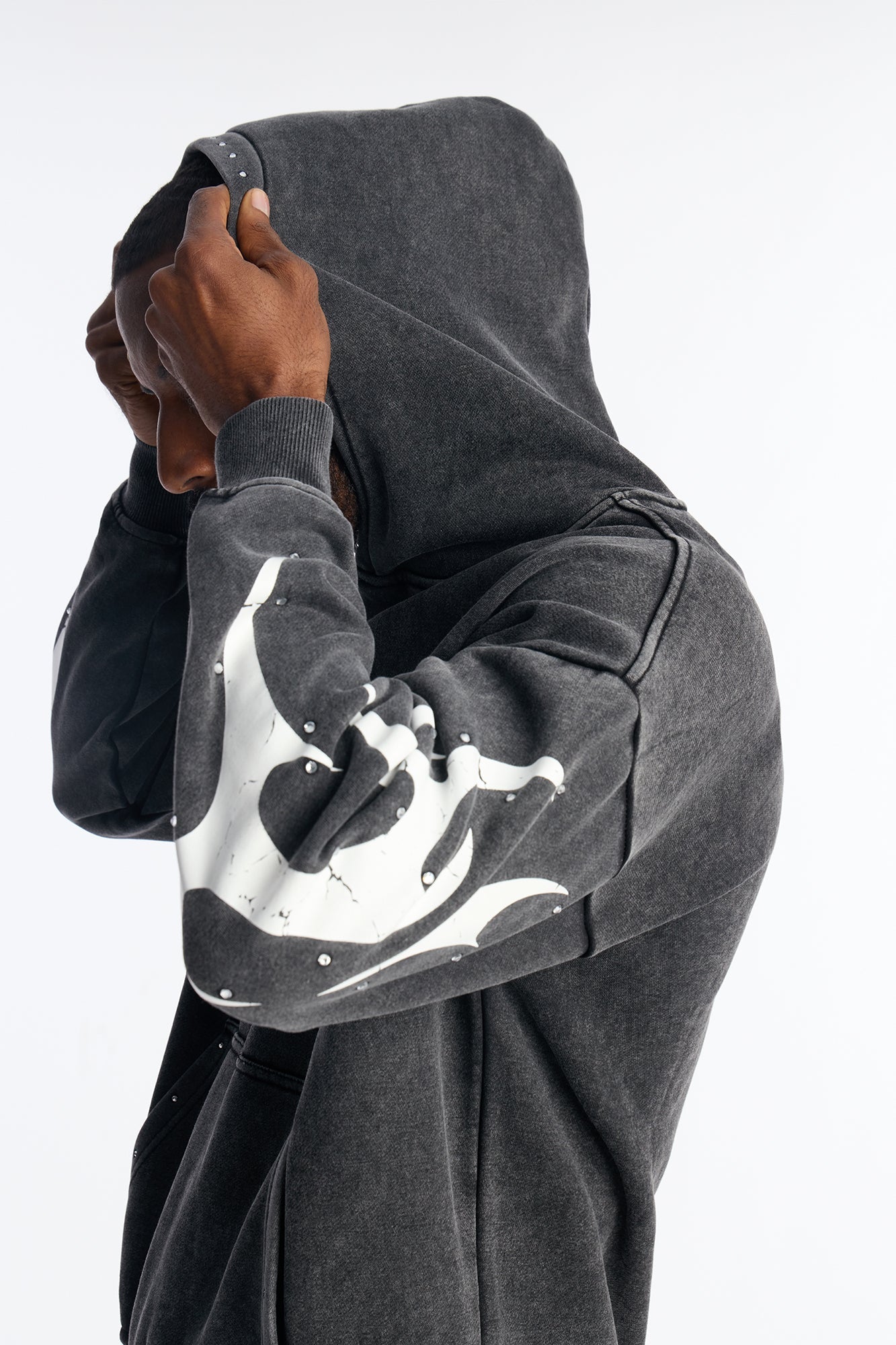 La Flames Rhinestones Oversized Hoodie - Black