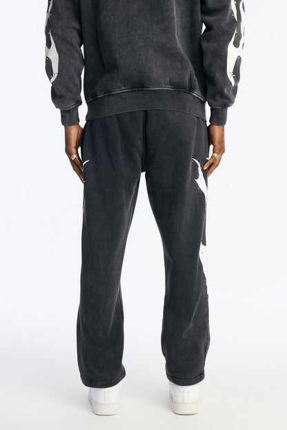 La Flames Rhinestones Relaxed Sweatpants - Black