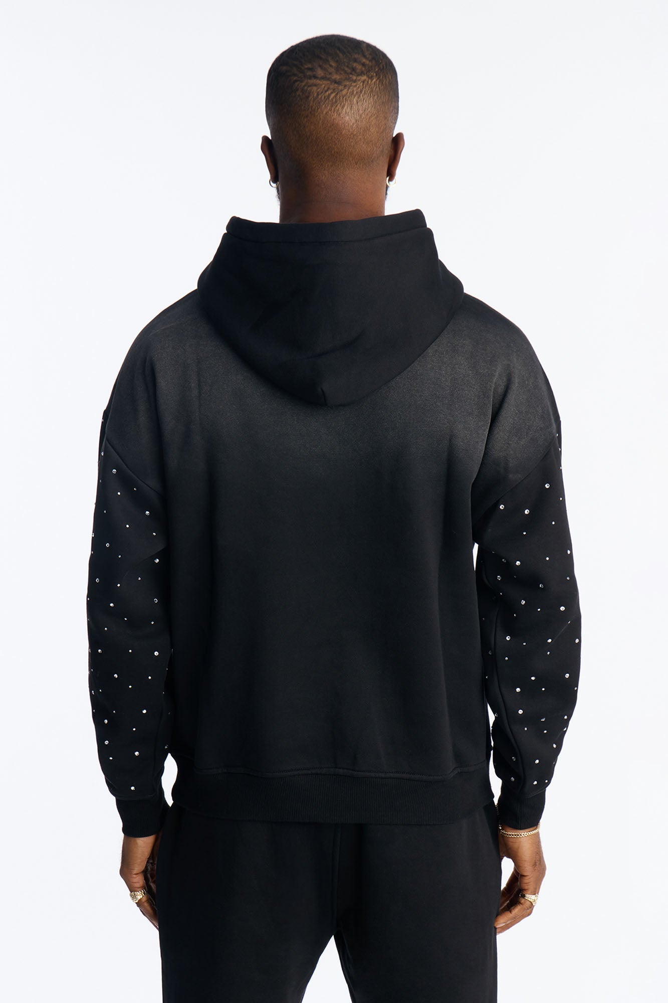 Run Them Rhinestones Oversized Hoodie - Black