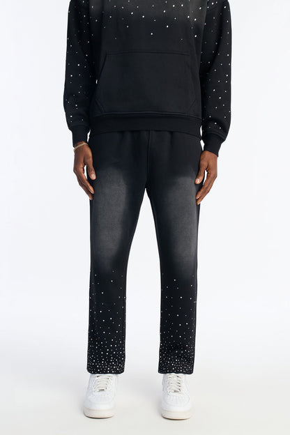 Run Them Rhinestones Relaxed Sweatpants - Black