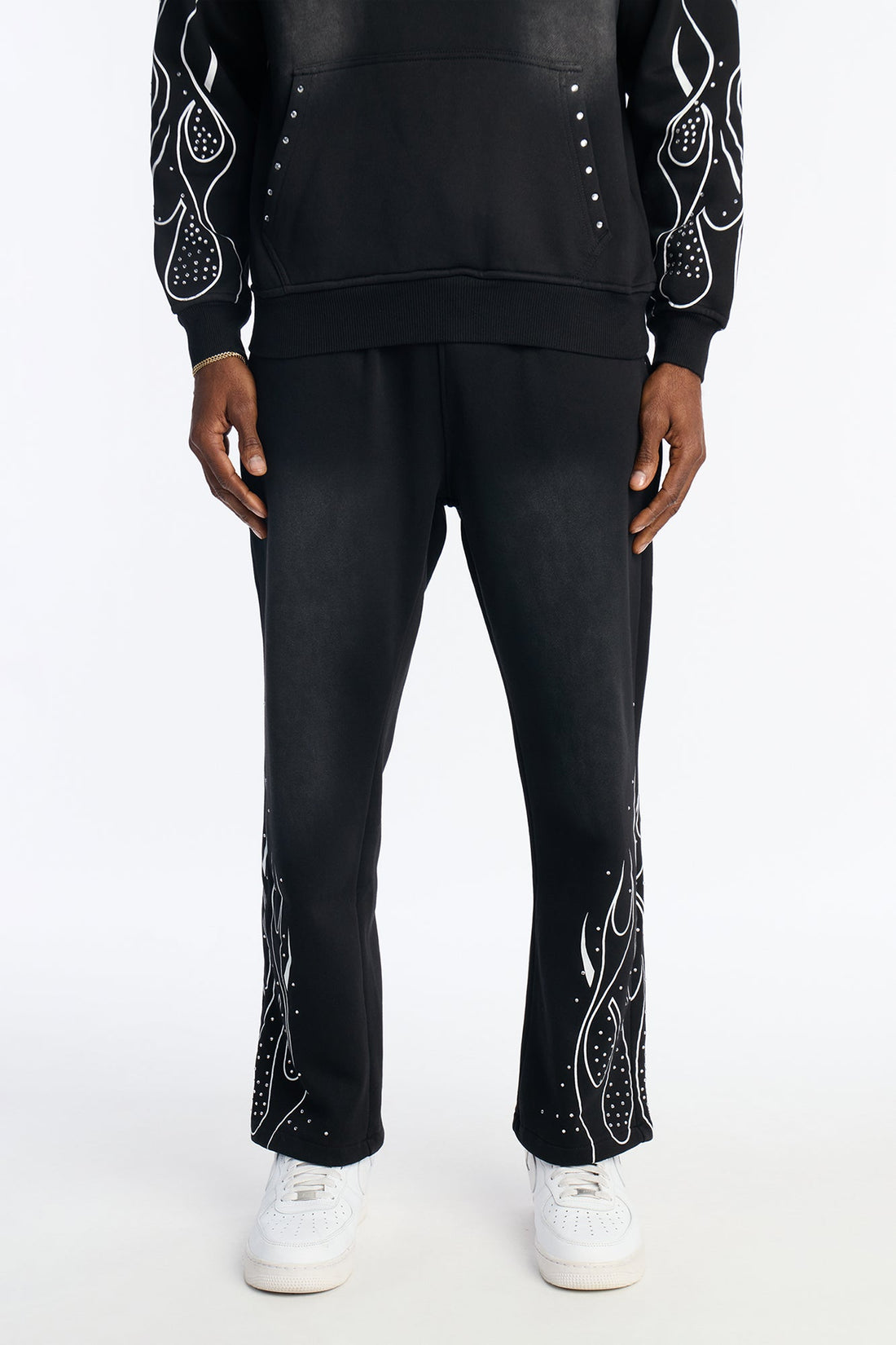 Fearless Rhinestones Relaxed Sweatpants - Black