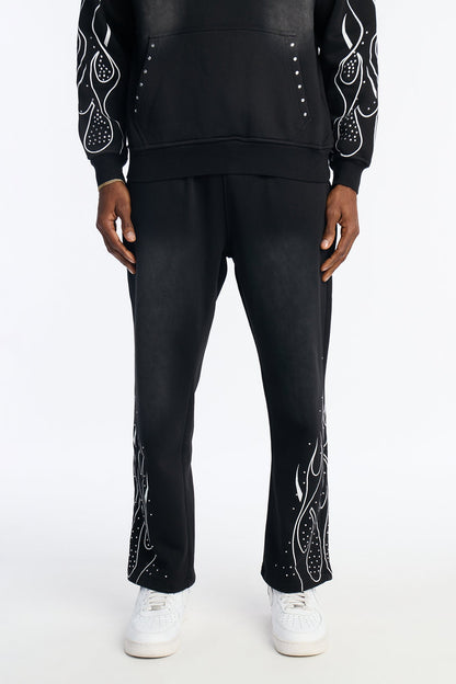 Fearless Rhinestones Relaxed Sweatpants - Black
