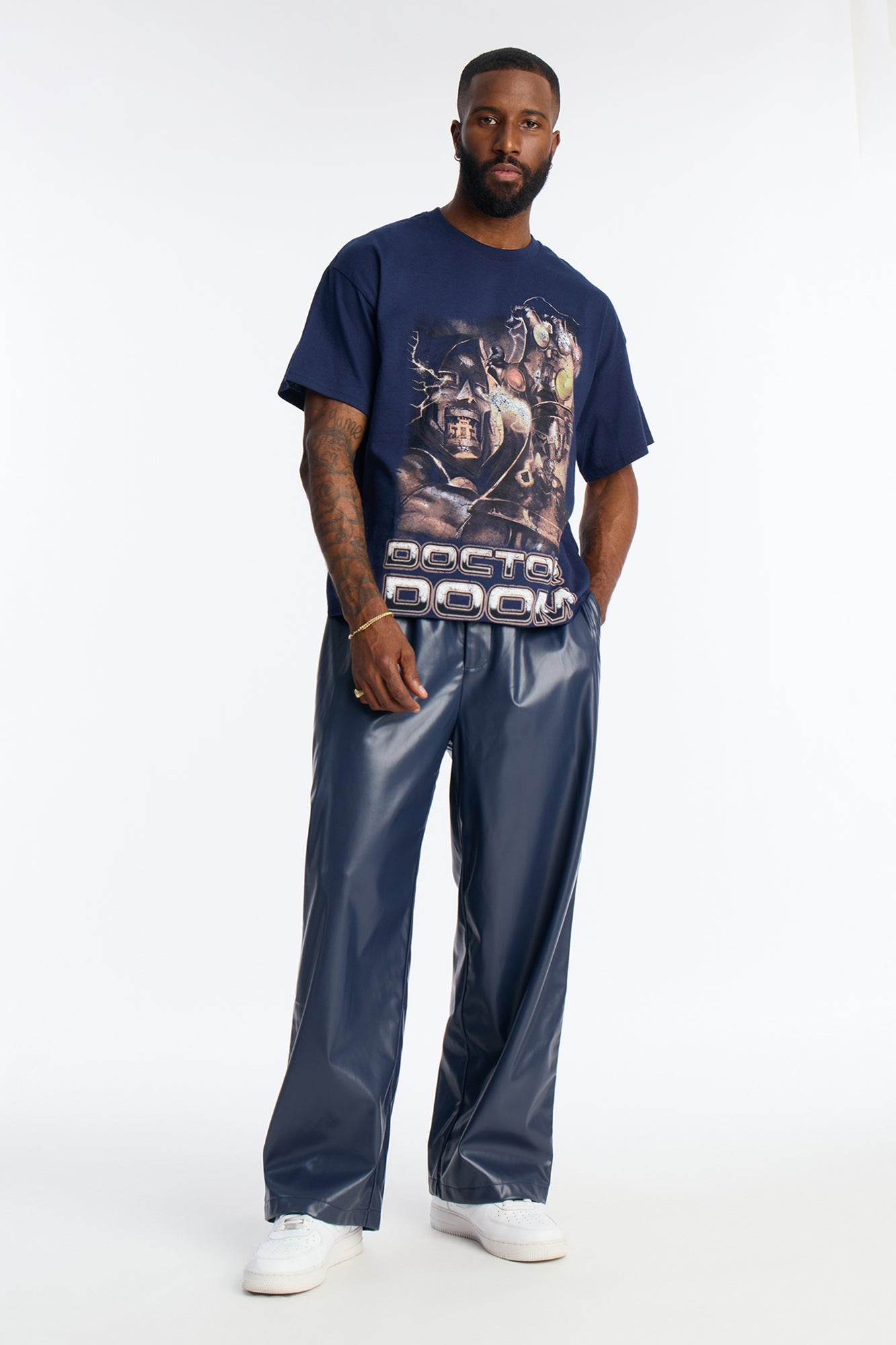 Marvel Dr Doom Infinity Stones Short Sleeve Tee - Navy