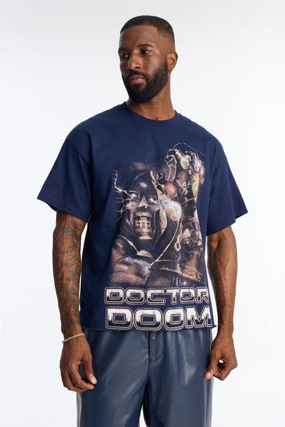 Marvel Dr Doom Infinity Stones Short Sleeve Tee - Navy