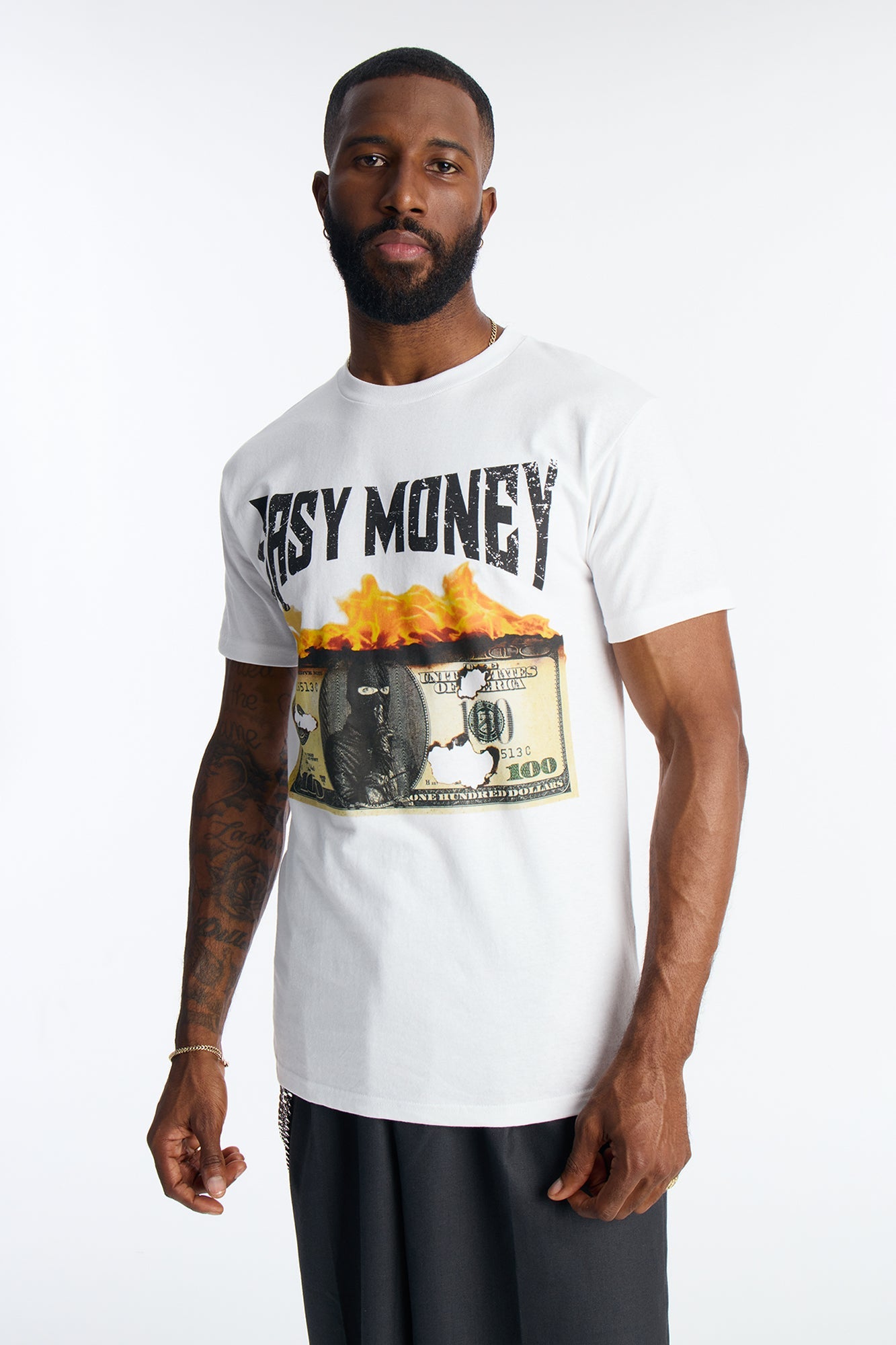 Easy Money Burns Short Sleeve Tee - White