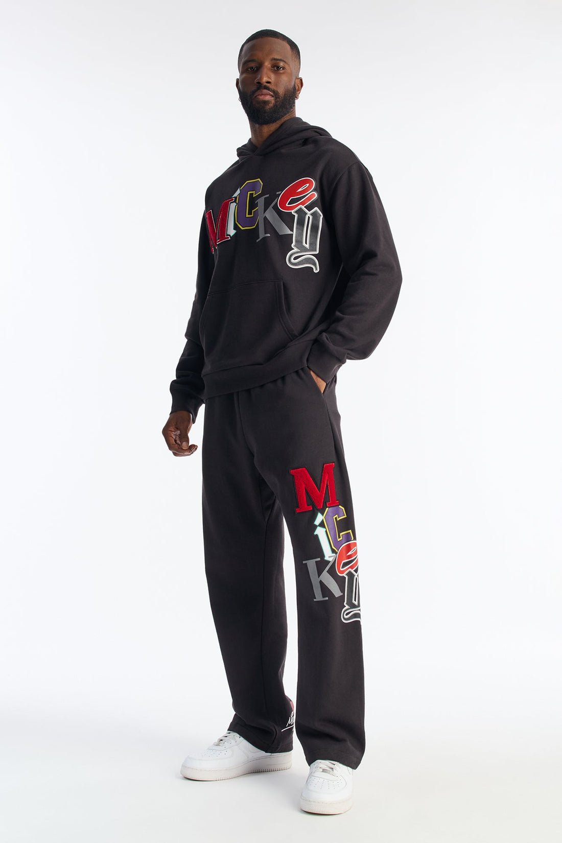 Disney Mickey Patch Wide Fit Sweatpants - Black Wash