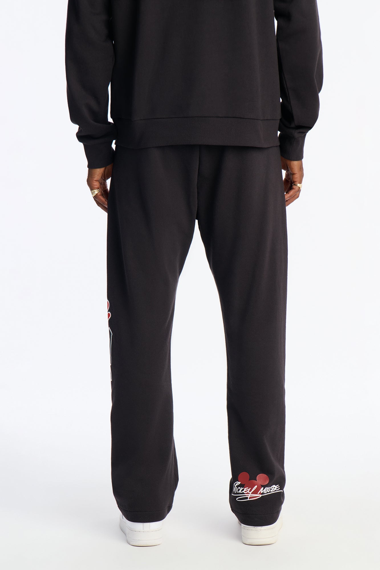 Disney Mickey Patch Wide Fit Sweatpants - Black Wash