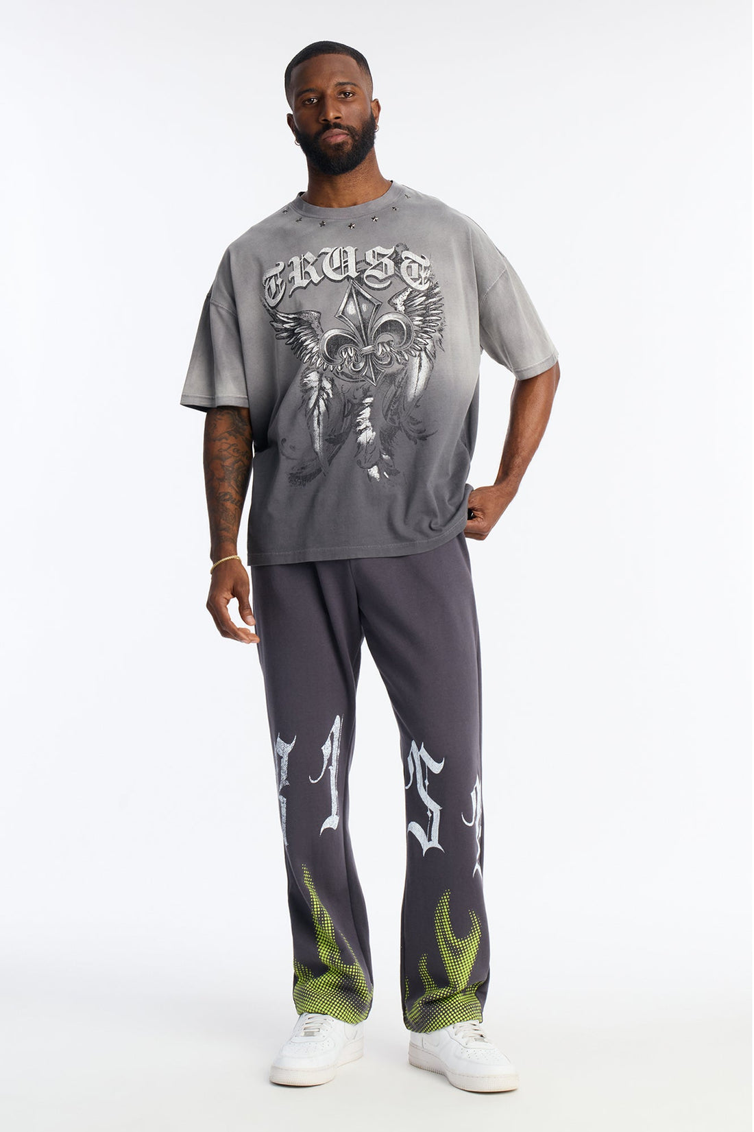 Big Trust Studded Wash Short Sleeve Tee - Black Wash