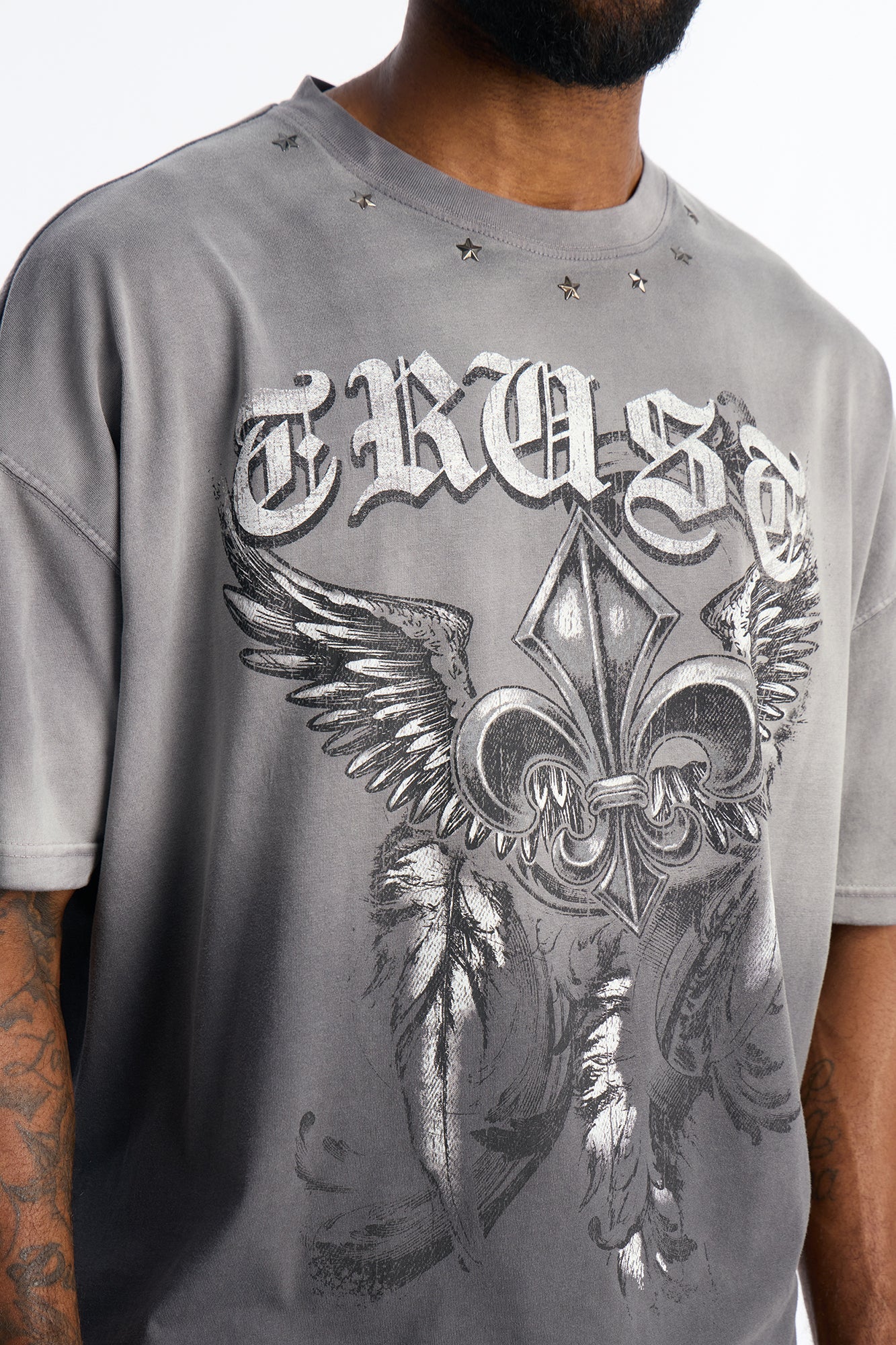 Big Trust Studded Wash Short Sleeve Tee - Black Wash
