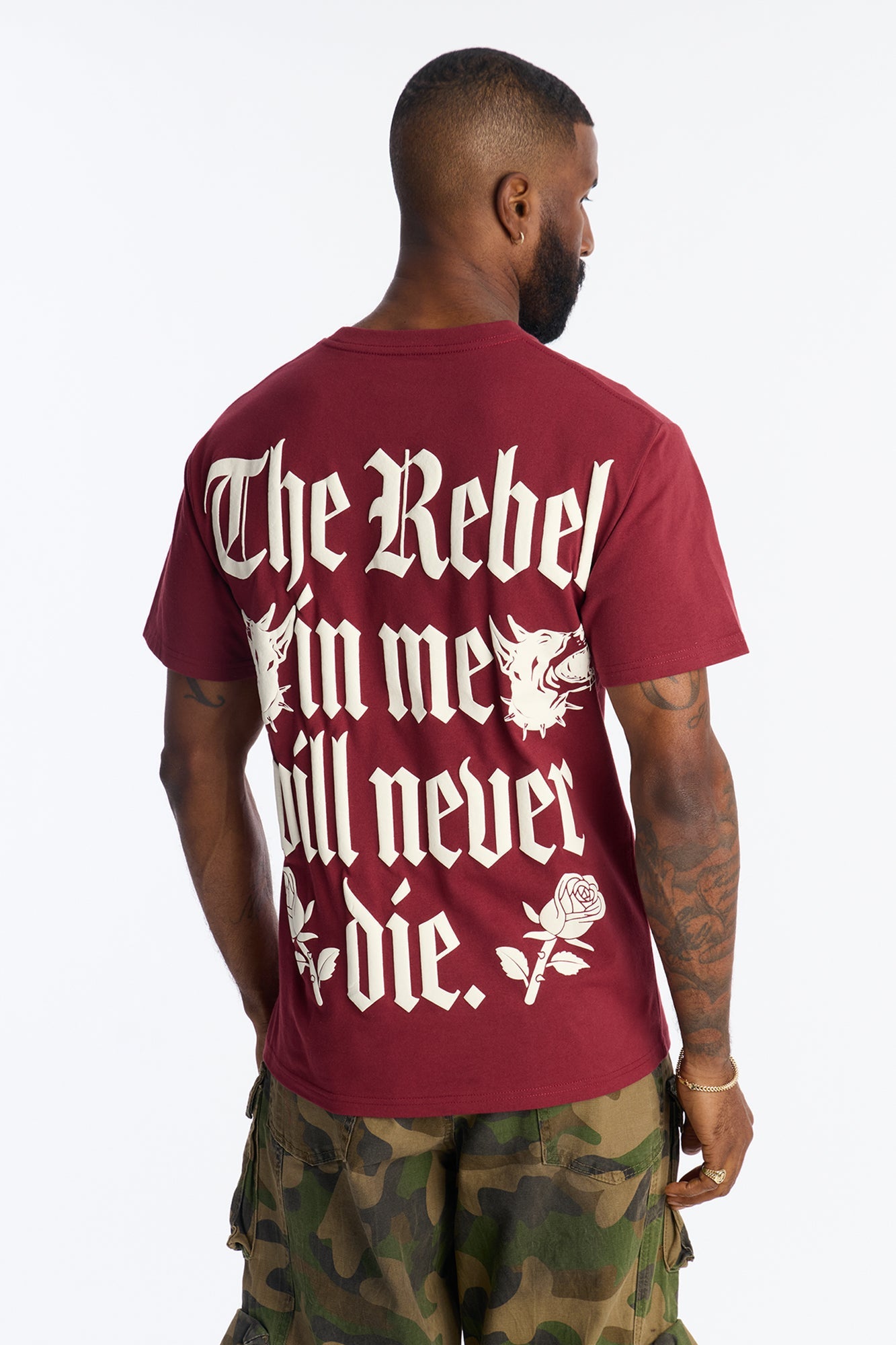 Rebellious Forever Short Sleeve Tee - Burgundy