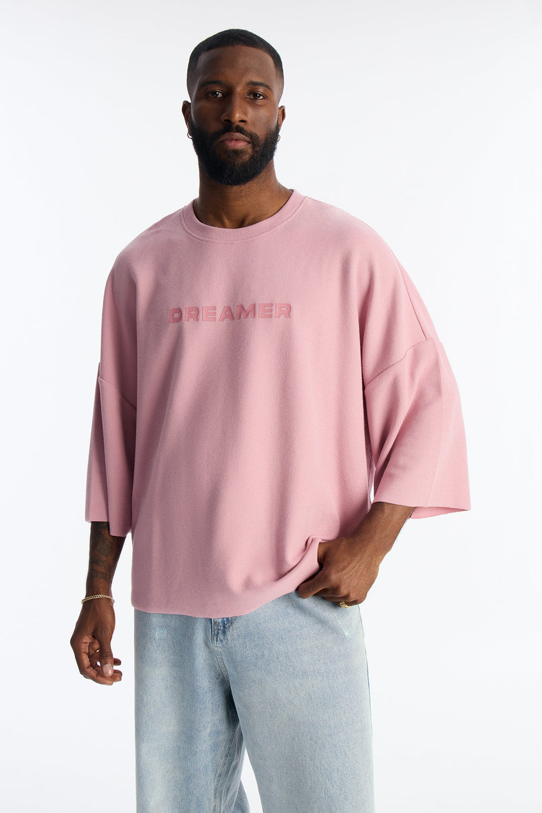 Relaxed Boxy Dreamer Knit Tee - Mauve