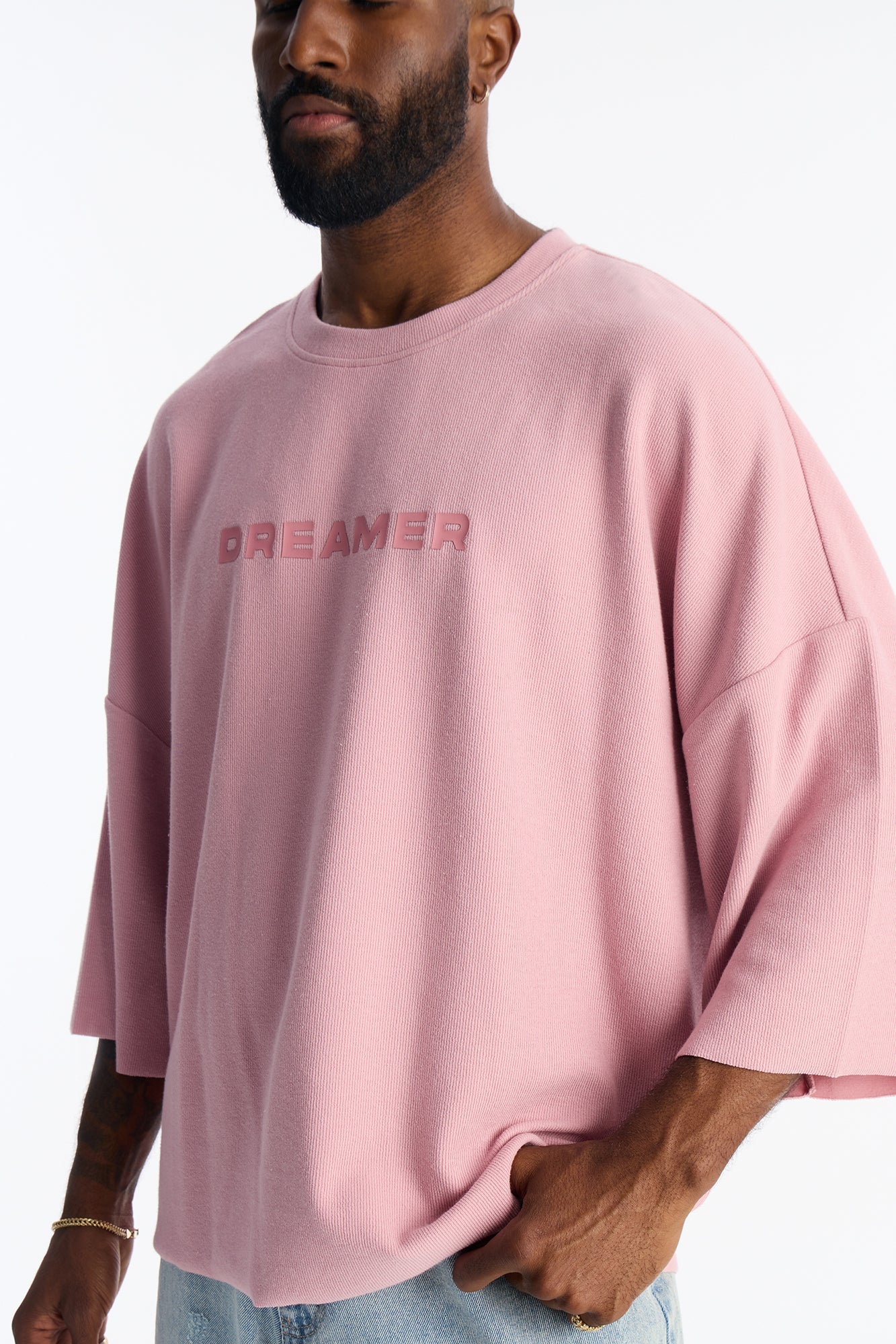 Relaxed Boxy Dreamer Knit Tee - Mauve