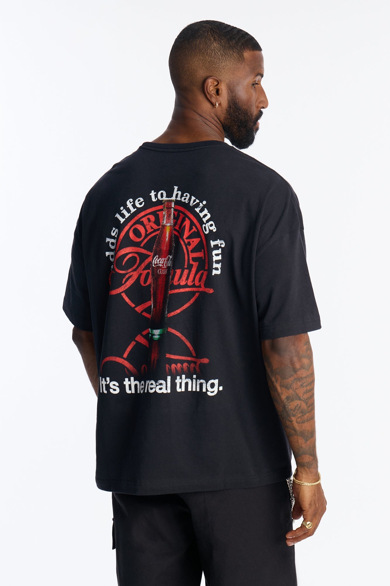 Coke Adds Life To Having Fun Oversized Short Sleeve Tee - Black