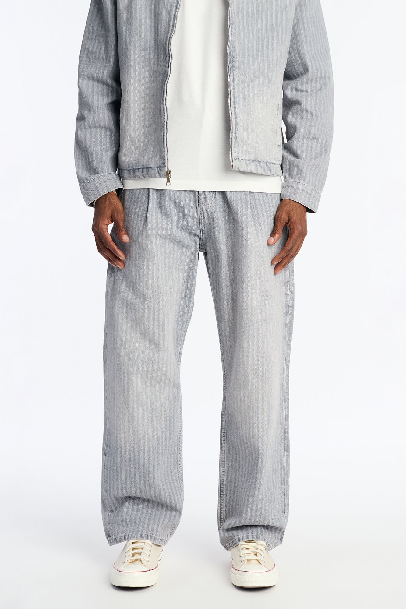 Baggy Subtle Stripe Jean - Grey