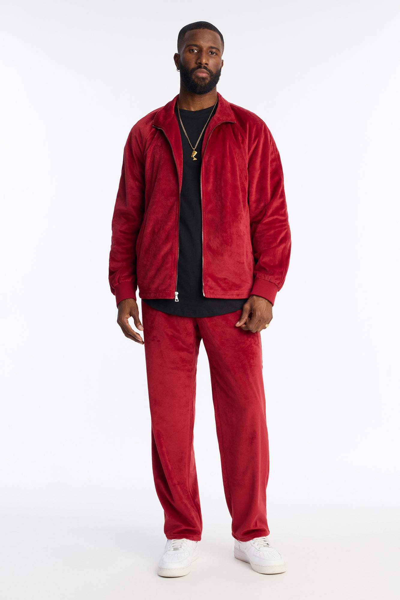 Velour Set It Up Track Jacket - Burgundy