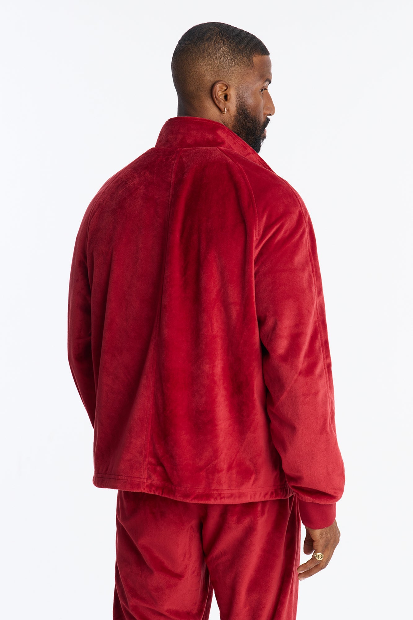 Velour Set It Up Track Jacket - Burgundy