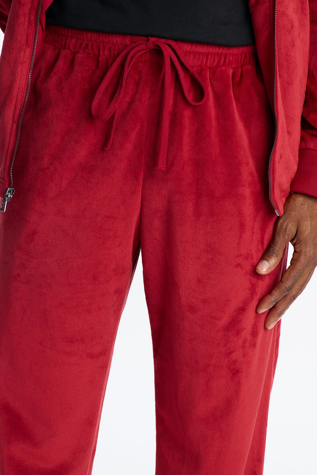 Straight Velour Pant - Burgundy