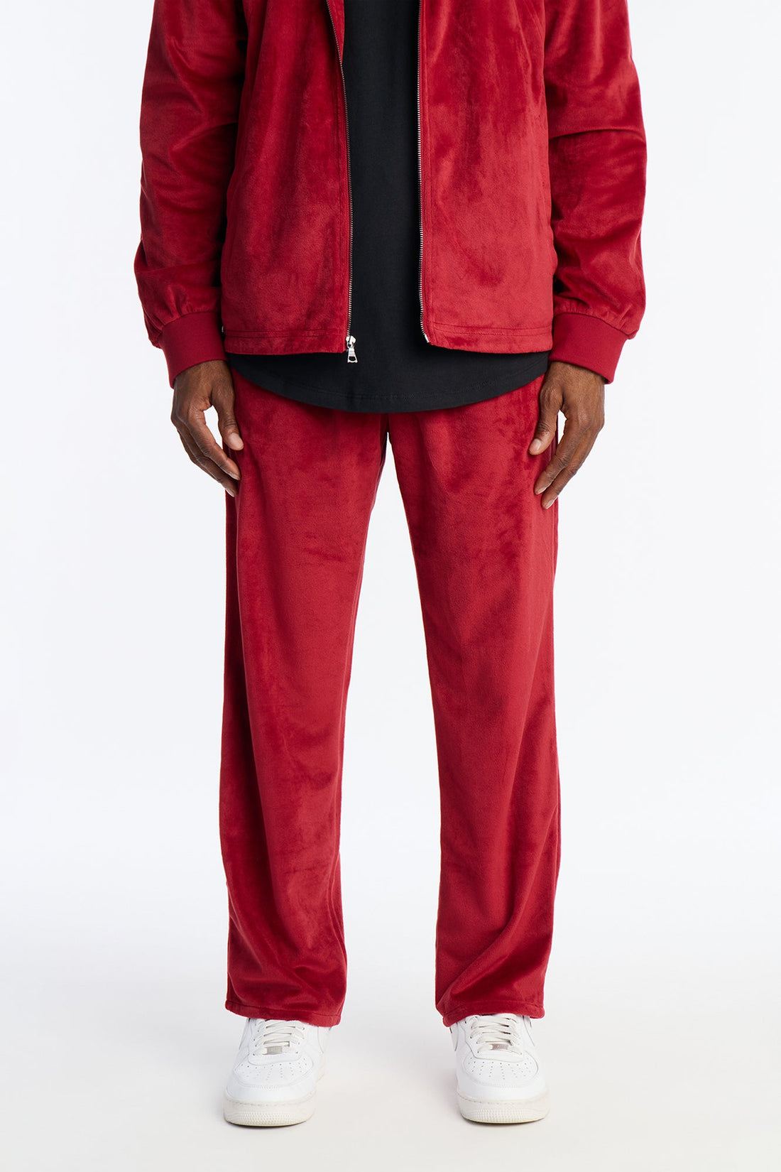 Straight Velour Pant - Burgundy