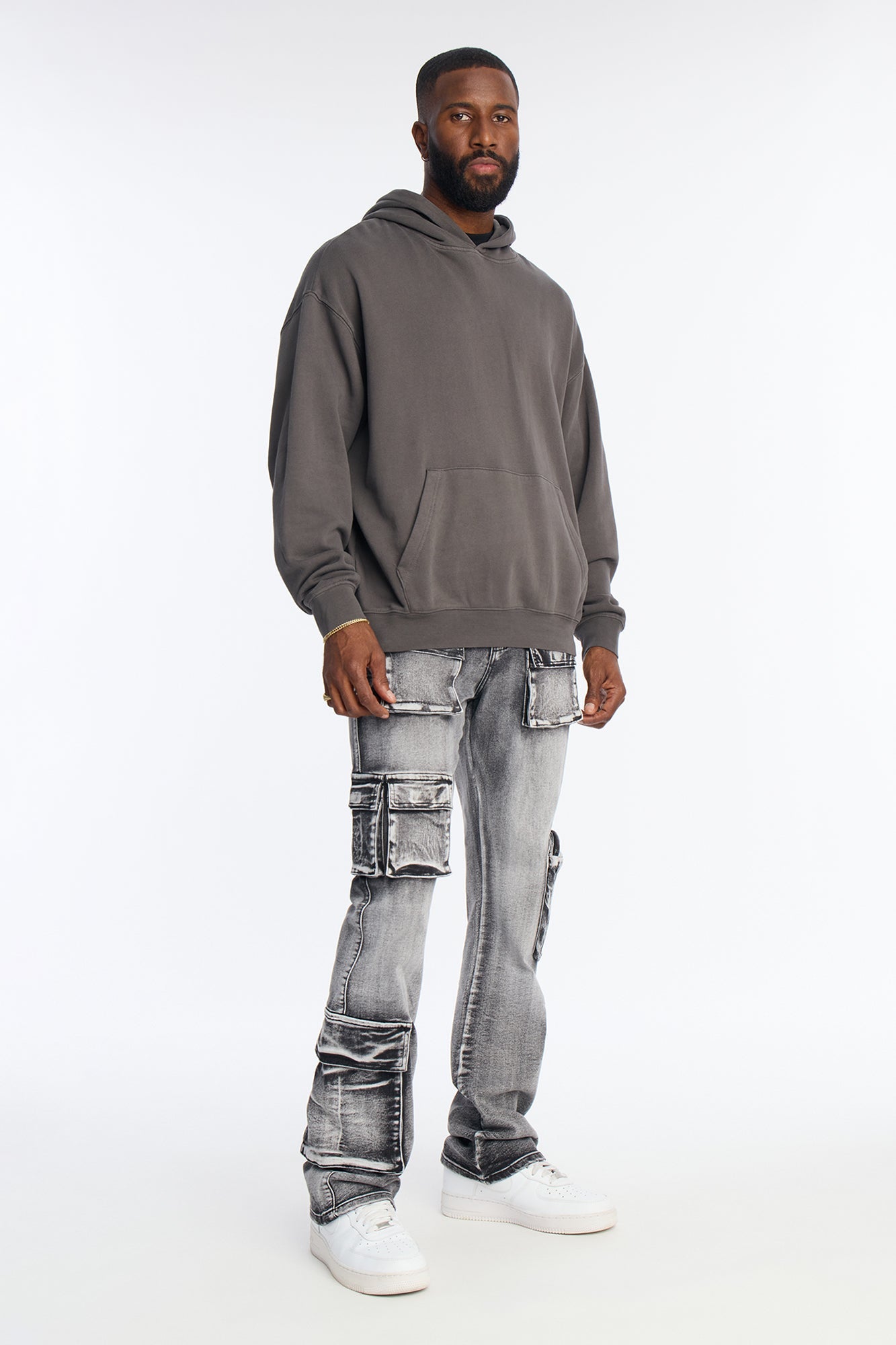 Stacked Skinny Flare Out And About Cargo Jean - Black Wash