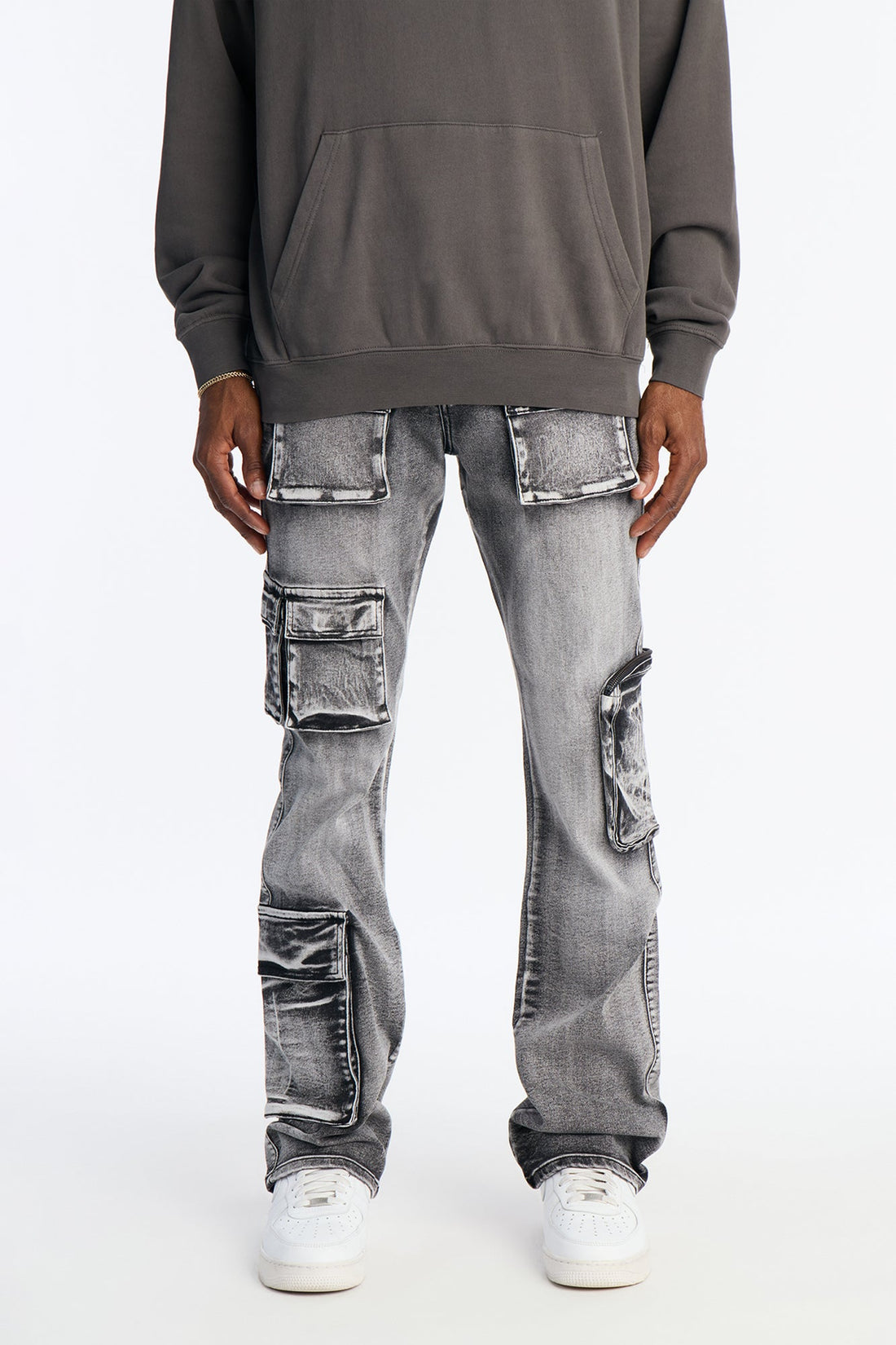 Stacked Skinny Flare Out And About Cargo Jean - Black Wash