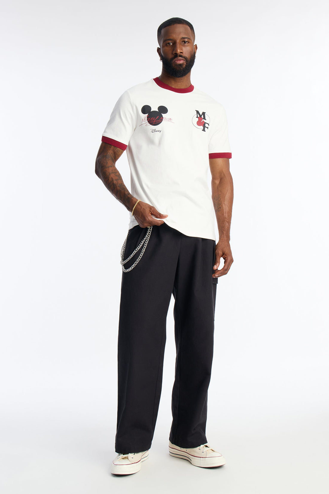 Disney Signature Mickey Premium Short Sleeve Ringer Tee - White