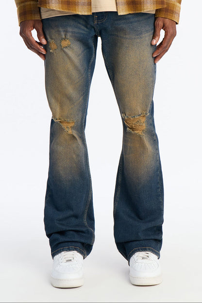 Stacked Skinny Flare Do It To You Destroyed Jean - Dark Wash
