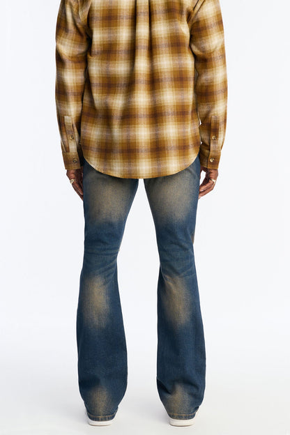 Stacked Skinny Flare Do It To You Destroyed Jean - Dark Wash