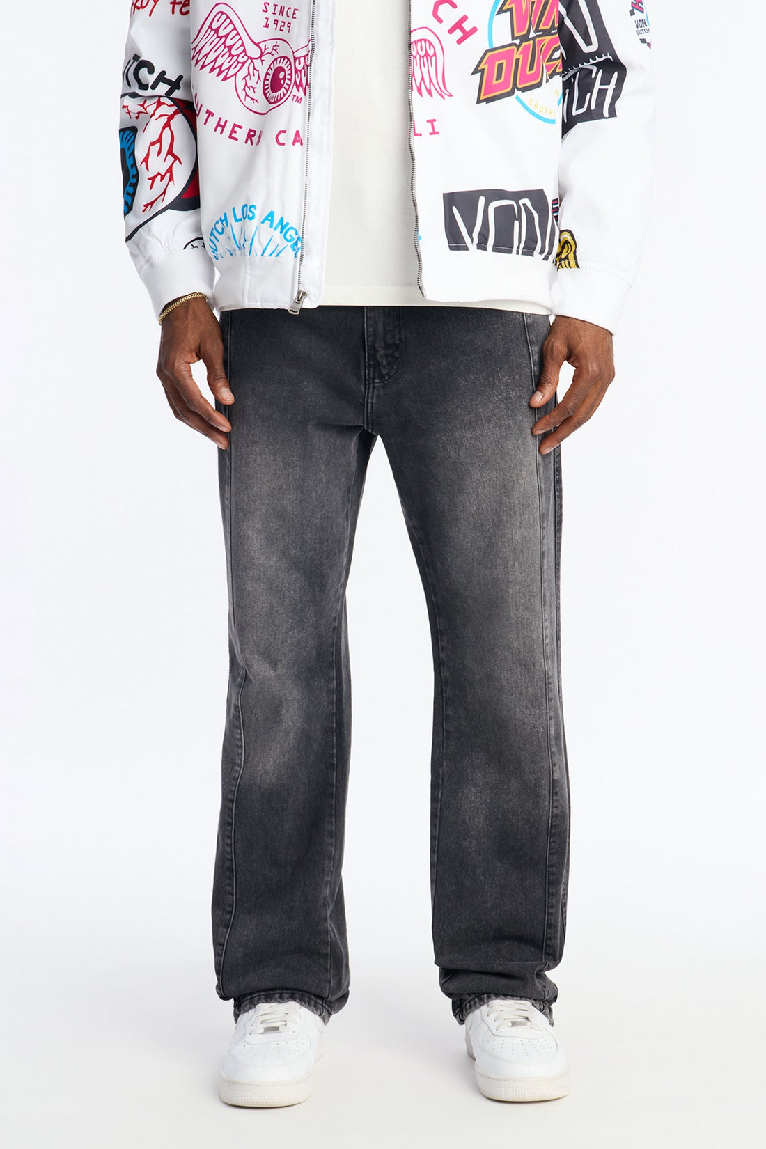Stacked Slim Flare Paneled Down Jean - Black Wash