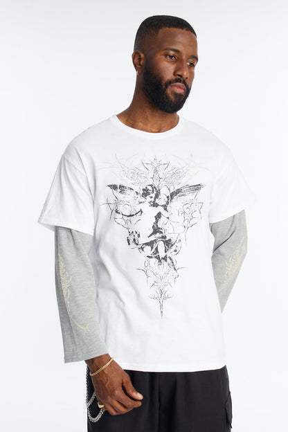 Angelic Thermal Twofer Tee - White/combo