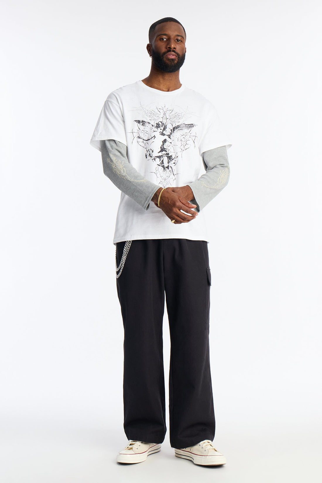 Angelic Thermal Twofer Tee - White/combo