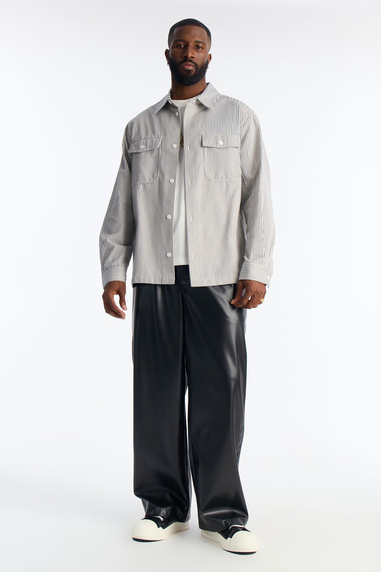 Wide Leg Faux Leather Apollo Pant - Black