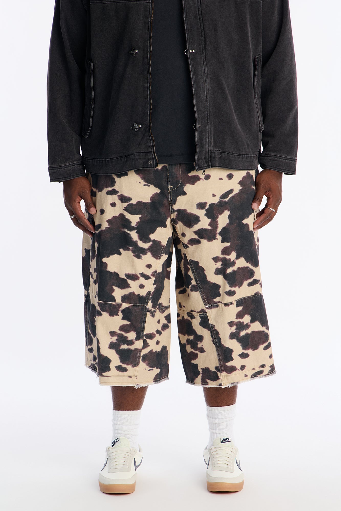 Baggy Arctic Camo Utility Shorts - Black/combo